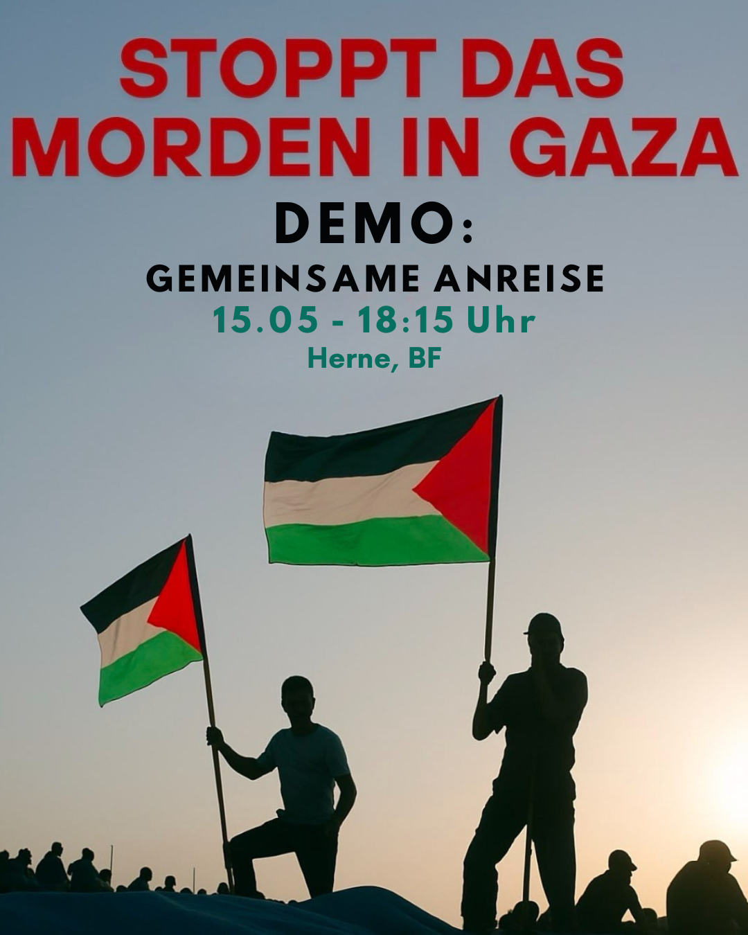 Gemeinsame Anreise – Demo „Stoppt das Morden in Gaza“